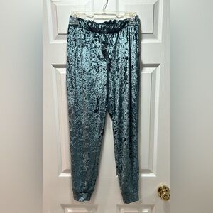 Womens Velour High Waisted Joggers Size Small in Teal
